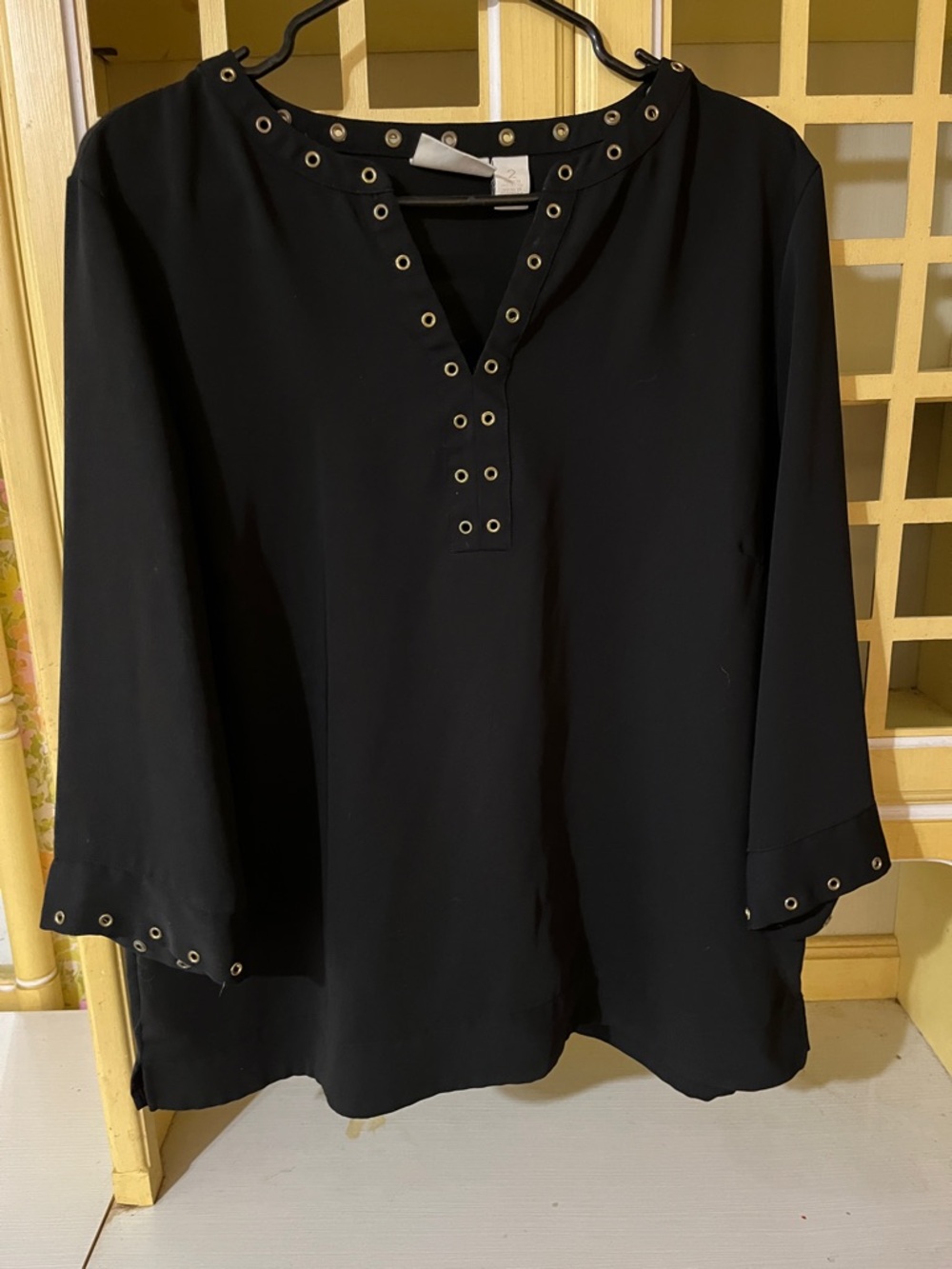 Chico's Black Grommet-Accent Tunic